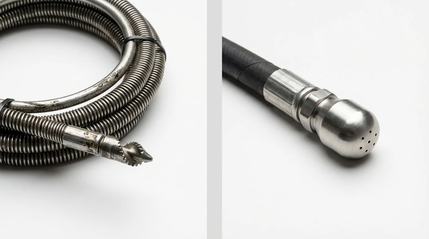 Drain snake cable and hydro jetting nozzle used for drain cleaning in Ehrenberg, AZ